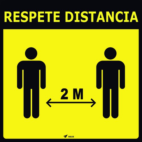 OLEF - VINILO LAMINADO PARA PARED O CRISTAL 25x25 cm. "RESPETE DISTANCIA" (Ref.RD25)