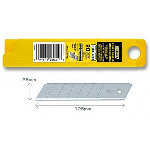 OLFA - REPUESTO CUTTER 100X25MM / CUCHILLA FRACTURABLE 20 CUCHILLAS (Ref.HB-20)