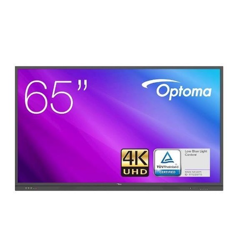 OPTOMA - 3651RK pantalla de señalización Panel plano interactivo 165,1 cm (65") LED 4K Ultra HD Negro Pantalla táctil Procesador incorporado Android 8.0 (Ref.H1F0H00BW101)