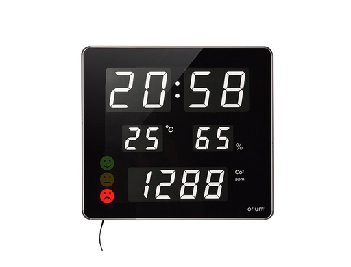 ORIUM - RELOJ CEP CON MEDIDOR DE CO2 PANTALLA LED ALARMA PERSONALIZABLE Y SENSOR DE INFRARROJOS 400X360X40 MM (Ref.2112950011)