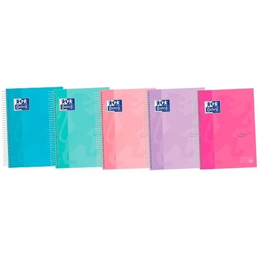 OXFORD - BLOCK SCHOOL EU.BOOK 4 TOUCH micro.tapa EXTRA A5+ 120h CUADRIC.5x5 90g SURTIDO (5 col. pastel) (Ref.400133561)