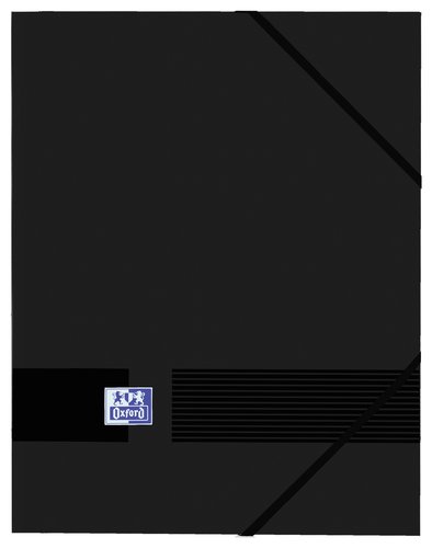 OXFORD - CARPETA CON GOMAS LIVE&GO 3 SOLAPAS LOMO AMPLIABLE 30MM A4+ PLÁSTICO OPACO NEGRO (Ref.400160221)