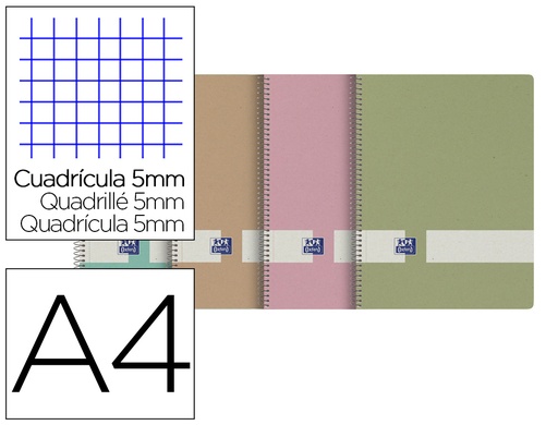OXFORD - CUADERNO EUROPEANBOOK 0 NATURE A4+ 80H 5X5 COLORES SURTIDOS (Ref.400160951)