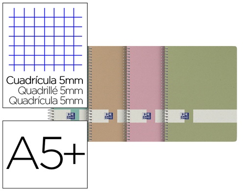 OXFORD - CUADERNO EUROPEANBOOK 0 NATURE A5+ 80H 5X5 COLORES SURTIDOS (Ref.400160952)