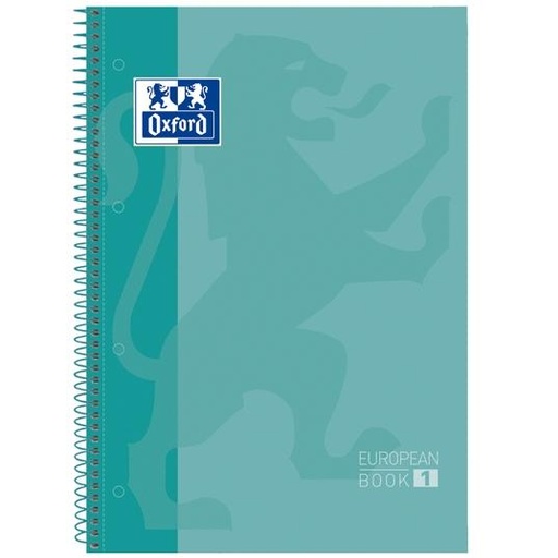 OXFORD - CUADERNO EUROPEANBOOK 1 MICROPERFORADO 80 HOJAS 1 LINEA TAPAS EXTRADURAS CLASSIC A4+ ICE MINT -5U- (Ref.400078125)