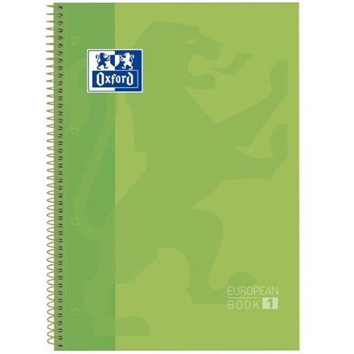 OXFORD - CUADERNO EUROPEANBOOK 1 MICROPERFORADO 80 HOJAS 1 LINEA TAPAS EXTRADURAS CLASSIC A4+ VERDE MANZANA -5U- (Ref.400118238)