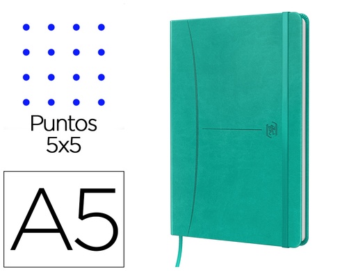 OXFORD - CUADERNO SIGNATURE A5 TAPA EXTRADURA 104H RAYADO DOTS 5X5 COLOR ICE MINT (Ref.400154948)