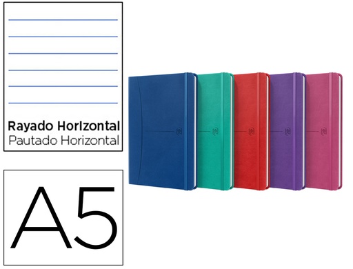 OXFORD - CUADERNO SIGNATURE A5 TAPA EXTRADURA 80H RAYADO HORIZONTAL COLORES SURTIDOS VIVOS (Ref.400163613)