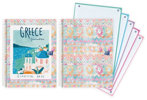 OXFORD - POSTCARDS CUADERNO EUROPEANBOOK 5 ESPIRAL MICROPERFORADO 120H 5X5 T/EXTRADURAS A4+ MULTICOLOR (Ref.400158624)