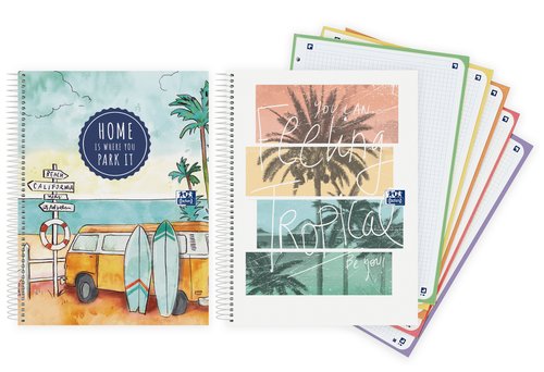 OXFORD - VAN LIFE CUADERNO EUROPEANBOOK 5 ESPIRAL MICROPERFORADO 120H 5X5 T/EXTRADURAS A4+ MULTICOLOR (Ref.400158599)