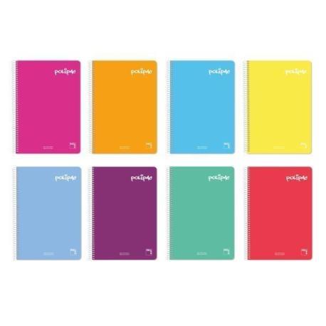 PACSA - CUADERNO POLIPAC 80 HOJAS PAUTA 2,5CM TAPAS POLIPROPILENO FOLIO COLORES SURTIDO -5U- (Ref.16956)