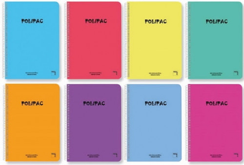 PACSA - CUADERNO SERIE POLIPAC TAPA POLIPROPILENO 4º (155X215MM.) 80 HOJAS CUADRÍCULA 4X4 8 COLORES SURTIDOS (Ref.16962)