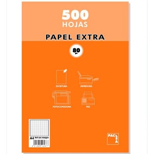 PACSA - PAPEL MULTIFUNCIÓN 500 HOJAS 80GR A4 RAYADO 6X6 BLANCO (Ref.22081)