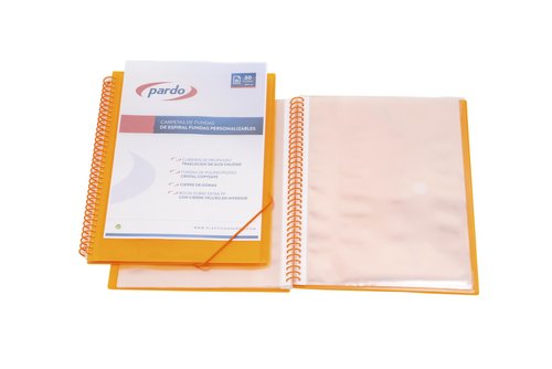 PARDO - CARPETA FUNDAS (TARIFARIO) STUDIO STYLE ESPIRAL PP Fº 50 F. NARANJA (Ref.845009)