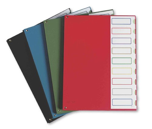 PARDO - CLASIFICADOR lomo FUELLE PVC Fº 9 DPTOS.GOMAS y TARJ.ROJO (Ref.85002)