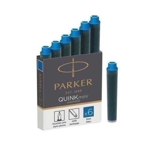 PARKER - RECAMBIO CARTUCHO DE TINTA CORTO QUINK MINI AZUL -6U- (Ref.1950409)