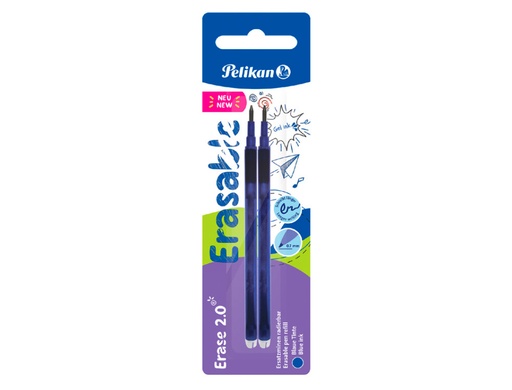 PELIKAN - RECAMBIO ROLLER ERASE 2.0 COLOR AZUL BLISTER DE 2 UNIDADES (Ref.9585001)