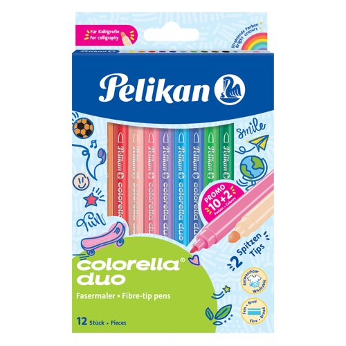 PELIKAN - ROTULADOR COLORELLA BIPUNTA 20 COLORES ESTUCHE PLASTICO 10 UNIDADES (Ref.973172)