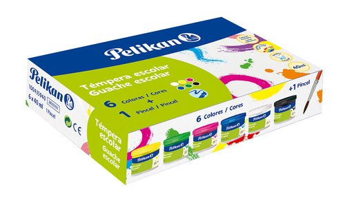 PELIKAN - TEMPERA 40 ml (bote) 742/40S ESTUCHE de 6 + pincel (Ref.63599/24005197)