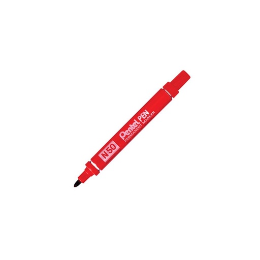 PENTEL - PEN MARCADOR PERMANENTE CUERPO ALUMINIO ROJO Y PUNTA MEDIA CONICA -12U- (Ref.N50-BE)