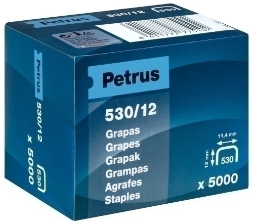 PETRUS - GRAPAS CLAVADORA 530/12 mm. COBREADAS caja de 5000 (Ref.77510)