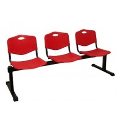 PIQUERAS Y CRESPO - BANCADA MOD. POZOHONDO 3 PLAZAS ASIENTO EN PLÁSTICO INYECTADO ROJO (Ref.B3PIRJ)