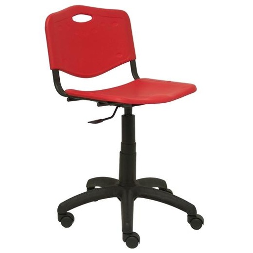 PIQUERAS Y CRESPO - SILLA DE OFICINA MOD. ROBLEDO GIRATORIA 360º- SILLA DE OFICINA ERGONOMICA, REGULABLE EN ALTURA - ASIENTO Y RESPALDO DE PLASTICO DE COLOR ROJO (Ref.26GI350RN)