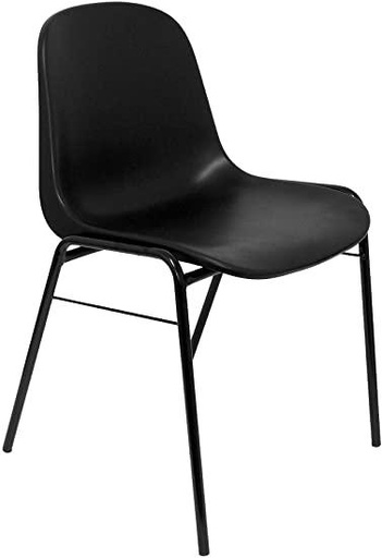 PIQUERAS Y CRESPO - SILLA FIJA APILABLE MOD. ALBOREA ASIENTO Y RESPALDO PVC NEGRO PACK DE 2 (Ref.PACK223PTNI840)