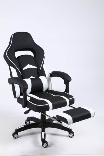 PIQUERAS Y CRESPO - SILLA GAMING MOD. BONETE SIMILPIEL CON REPOSAPIÉS NEGRO Y BLANCO (Ref.7230BSP840RN)