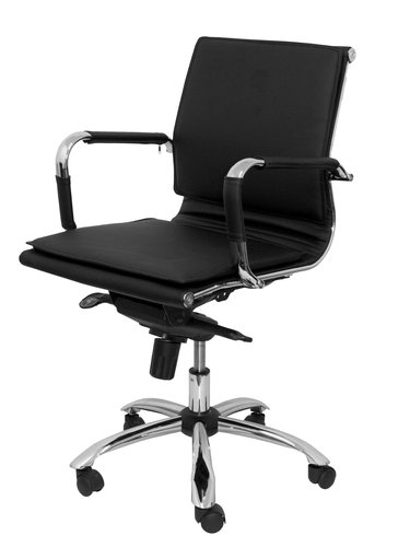 PIQUERAS Y CRESPO - SILLA YESTE CONFIDENTE MECANISMO BASCULANTE REGULABLE EN ALTURA ASIENTO Y RESPALDO TAPIZADO SIMILPIEL NEGRO (Ref.255CBNE)