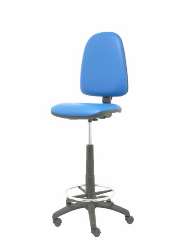 PIQUERAS Y CRESPO - TABURETE AYNA ERGOMICO MECANISMO DE CONTACTO PERMANENTE REGULABLE EN ALTURA Y ARO REPOSAPIES ASIENTO Y RESPALDO TAPIZADOS SIMILPIEL AZUL (Ref.T04CPSPAZ)