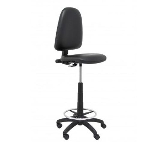 PIQUERAS Y CRESPO - TABURETE AYNA ERGOMICO MECANISMO DE CONTACTO PERMANENTE REGULABLE EN ALTURA Y ARO REPOSAPIES ASIENTO Y RESPALDO TAPIZADOS SIMILPIEL NEGRO (Ref.T04CPSPNE)