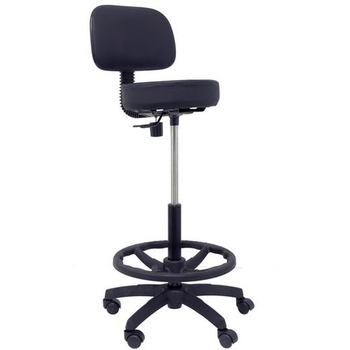 PIQUERAS Y CRESPO - TABURETE LLANOS ERGOMICO MECANISMO DE CONTACTO PERMANENTE REGULABLE EN ALTURA Y ARO REPOSAPIES ASIENTO Y RESPALDO TAPIZADOS SIMILPIEL NEGRO (Ref.T01CLSPNE)