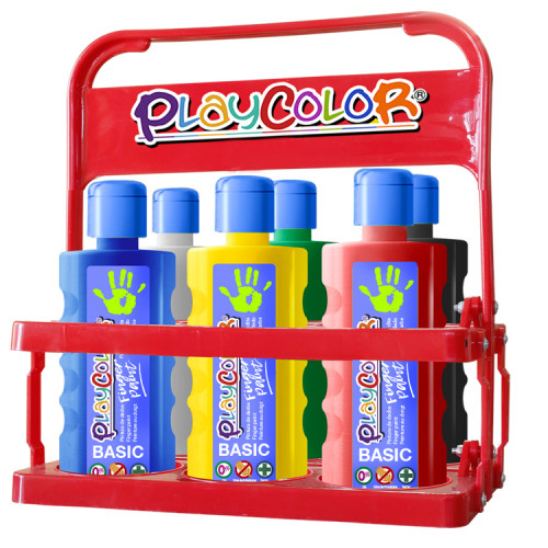 PLAYCOLOR - FINGER PAINT BASIC PARA 6 BOTELLAS 500ML. BASKET 6 COLORES (Ref.17791)
