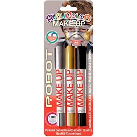 PLAYCOLOR - MAQUILLAJE MAKE UP BASIC POCKET de 5 g THEMATICS ROBOT BLISTER de 3 (Ref.1043)
