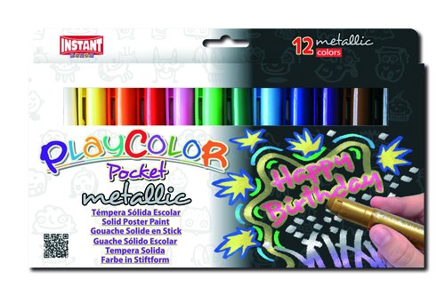 PLAYCOLOR - TEMPERA INSTANT SOLIDA METALLIC POCKET 5Gr. ESTUCHE de 12 COLORES (Ref.10131)