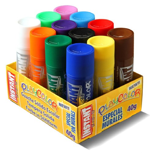 PLAYCOLOR - TEMPERA INSTANT SOLIDA MURAL 40Gr. BANDEJA de 12 COLORES (Ref.58331)