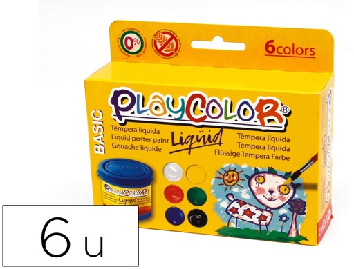 PLAYCOLOR - TEMPERA LIQUID 40 ml (bote) ESTUCHE de 6 (Ref.19931)