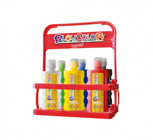 PLAYCOLOR - TEMPERA LIQUID PARA 6 BOTELLAS DE 500ML. BASKET 6 COLORES (Ref.19471)