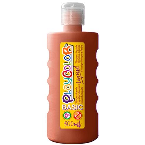 PLAYCOLOR - TÉMPERA LÍQUIDA BASIC BOTELLA 500ML MARRÓN (Ref.19451)