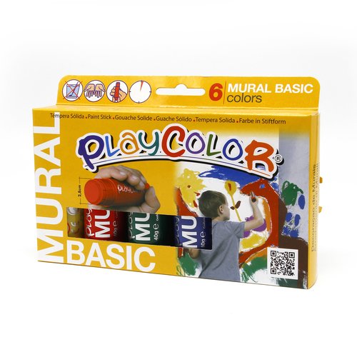 PLAYCOLOR - TEMPERA SOLIDA MURAL 40Gr. ESTUCHE de 6 COLORES (Ref.58721)