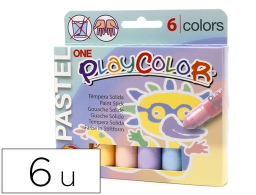 PLAYCOLOR - TEMPERA SOLIDA PASTEL 10Gr. ESTUCHE de 6 COLORES (Ref.18401)