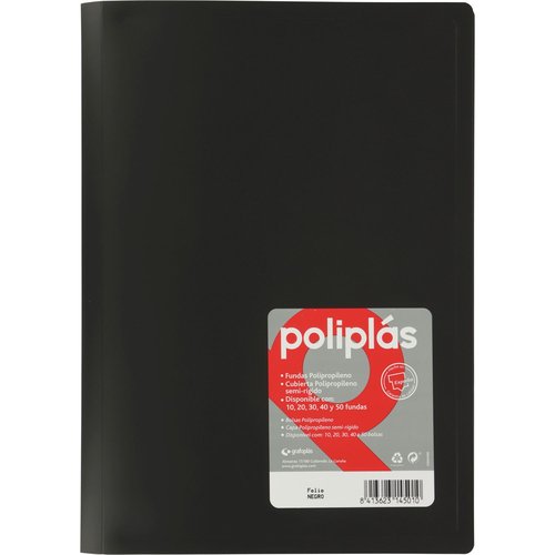 POLIPLAS - CARPETA FUNDAS (TARIFARIO) GRAFOPLAS PP FLEXIBLE OPACO Fº 50 F. NEGRO (Ref.1460010)