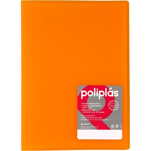 POLIPLAS - CARPETA FUNDAS (TARIFARIO) GRAFOPLAS PP FLEXIBLE TRANS. Fº 40 F. NARANJA (Ref.1441252)