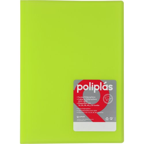 POLIPLAS - CARPETA FUNDAS (TARIFARIO) GRAFOPLAS PP FLEXIBLE TRANS. Fº 40 F. VERDE (Ref.1441221)