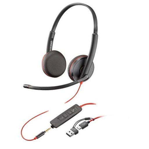 POLY - PLANTRONICS AURICULARES BLACKWIRE 3225 USB, SONIDO ESTÉREO, PROFESIONALES, CONEXIÓN USB, JACK 3.5MM, IDEALES PARA PC Y MÓVIL (Ref.209747-101 / 209747-201)