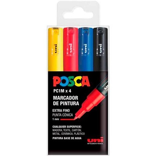 POSCA - UNIBALL MARCADOR PC-1M/4C NO PERMANENTE PUNTA FINA 0.7MM COLORES SURTIDOS BASIC -ESTUCHE 4U- (Ref.182634668)