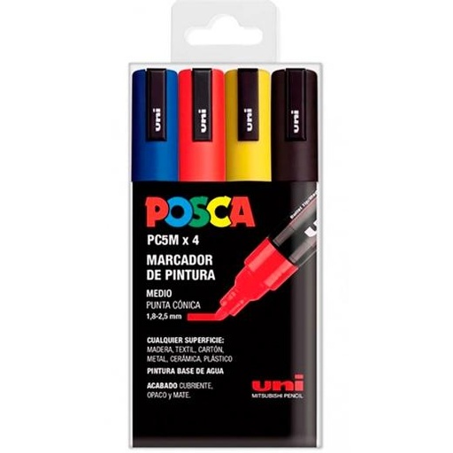 POSCA - UNIBALL MARCADOR PC-5M/4C NO PERMANENTE 1.8MM-2.5MM COLORES SURTIDOS BASIC -ESTUCHE 4U- (Ref.182634681)