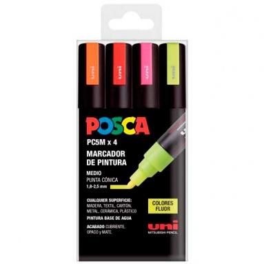 POSCA - UNIBALL MARCADOR PC-5M/4C NO PERMANENTE 1.8MM-2.5MM COLORES SURTIDOS FLUOR -ESTUCHE 4U- (Ref.182634682)
