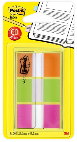 POST-IT - BANDERITAS ADHESIVAS 680 (1") PACK de 3 (VERDE-NARANJA-ROSA) (Ref.680-OLP)